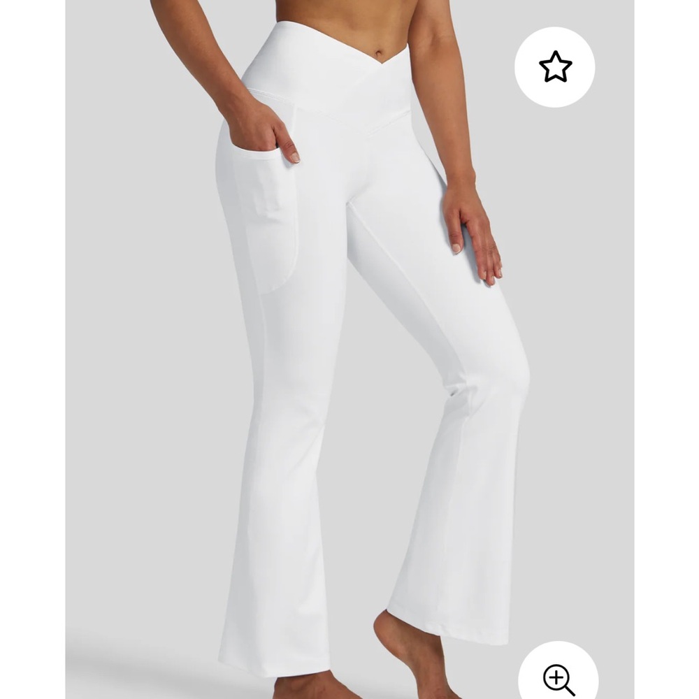 Willit Women 3X Leggings Crossover Flared White Compression Yoga Pants New
